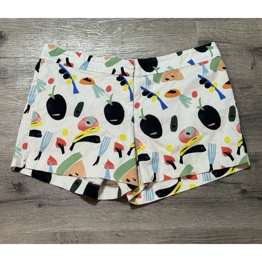 Persifor Women’s Shorts 10 White Fruit All Over Print Resortwear Travel Summer